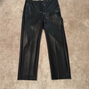 J. Crew Kate Black Ankle Cropped faux leather Pants